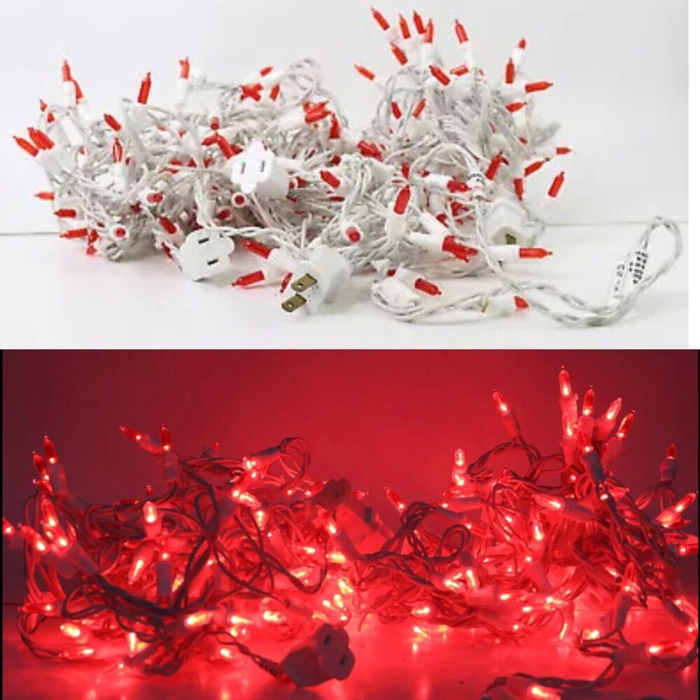 Red String Lights White Wire 44f for Christmas Holiday 4th of July Home Decor